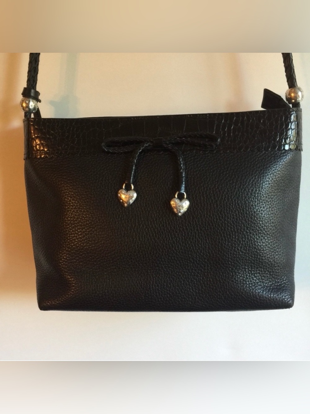 Brighton Black Shoulder Bag with Silver Accents